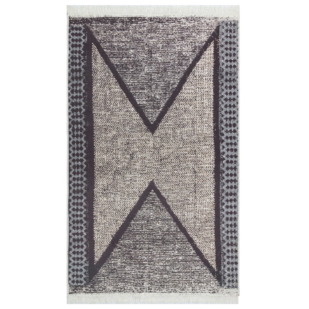 Vidaxl Teppich 160x230 cm Baumwollschwarz und Grau