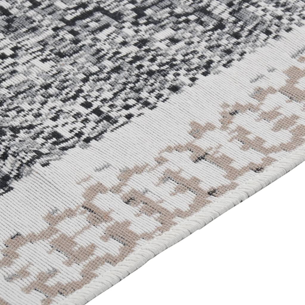Vidaxl Teppich 160x230 cm Baumwollschwarz und Grau