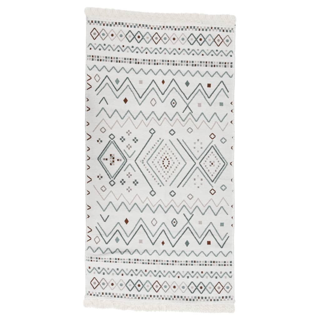 Vidaxl Teppich 120x180 cm Baumwolle Beige und blau