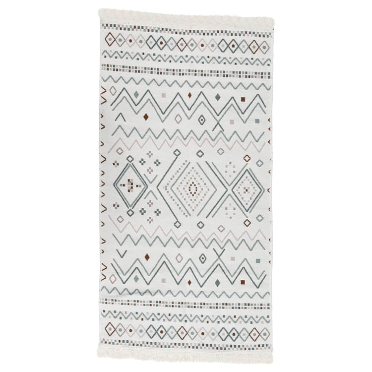 Vidaxl Teppich 120x180 cm Baumwolle Beige und blau