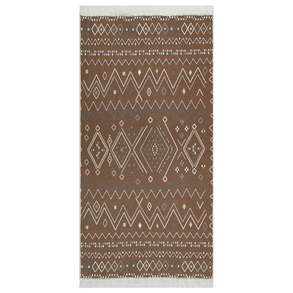 Vidaxl Teppich 120x180 cm Baumwolle Beige und blau