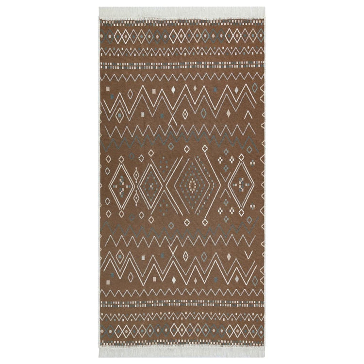 Vidaxl Teppich 120x180 cm Baumwolle Beige und blau