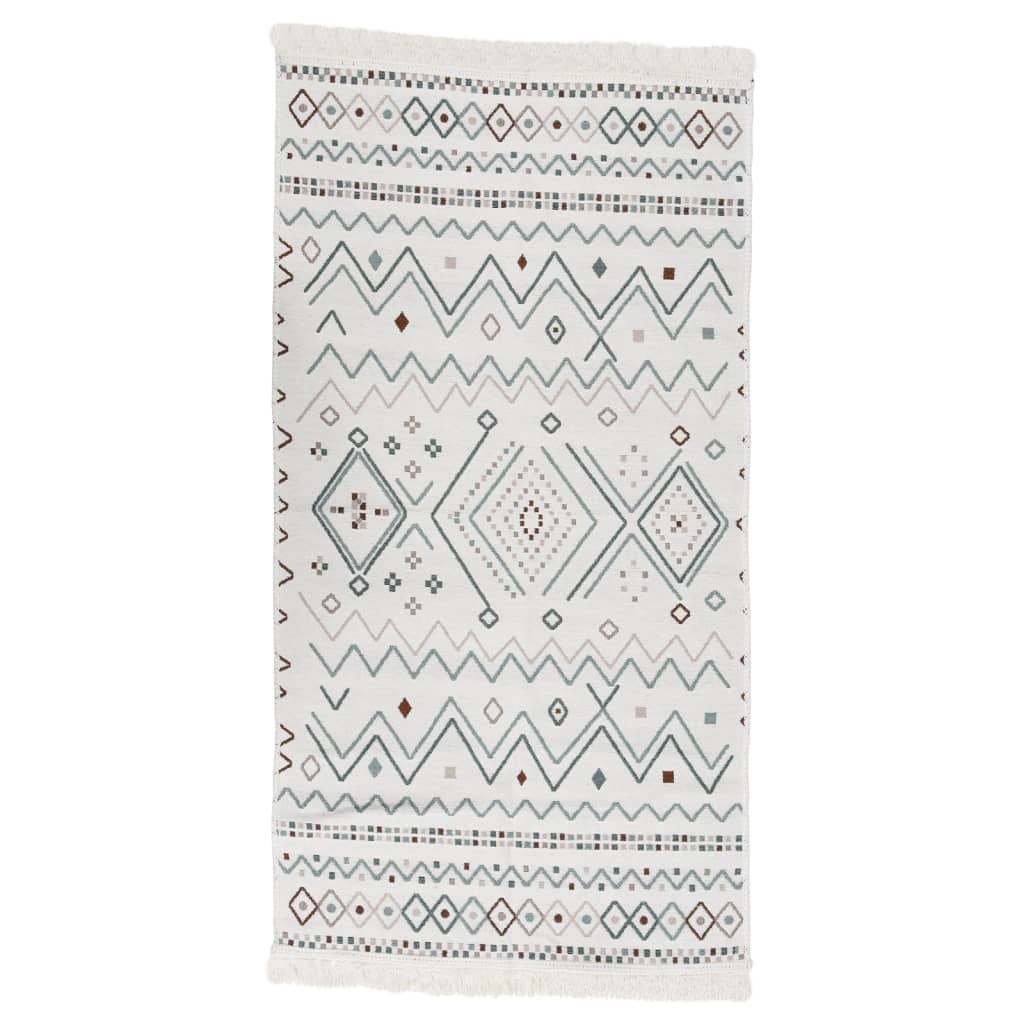 Vidaxl Teppich 160x230 cm Baumwoll Beige und blau