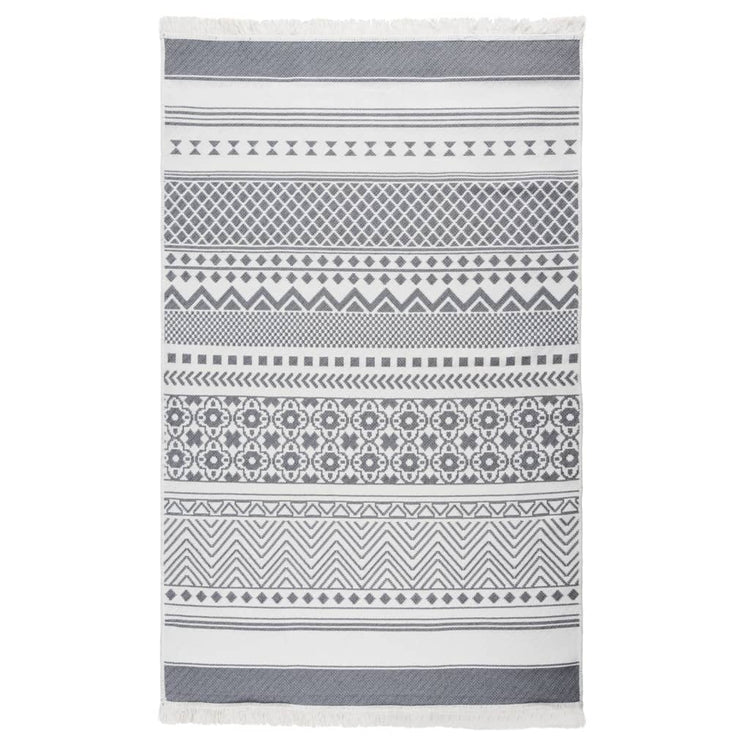 Vidaxl Teppich 120x180 cm Baumwollgrau und Weiß