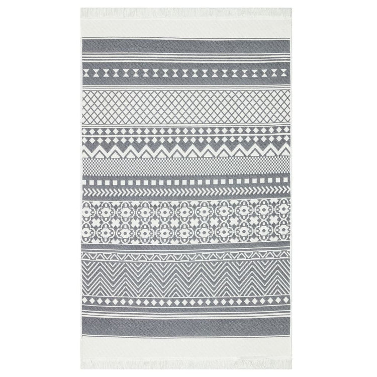 Vidaxl Teppich 120x180 cm Baumwollgrau und Weiß