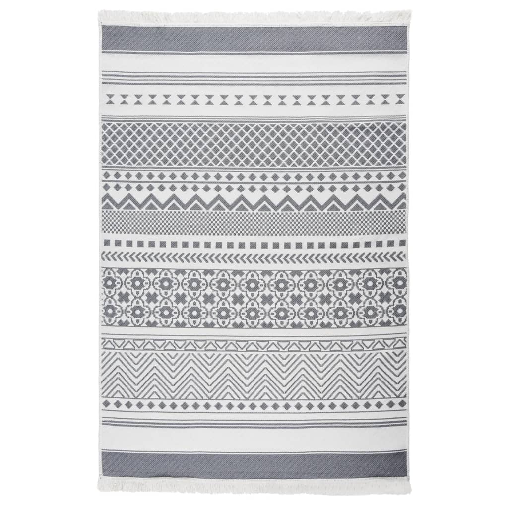 Vidaxl Teppich 160x230 cm Baumwollgrau und Weiß