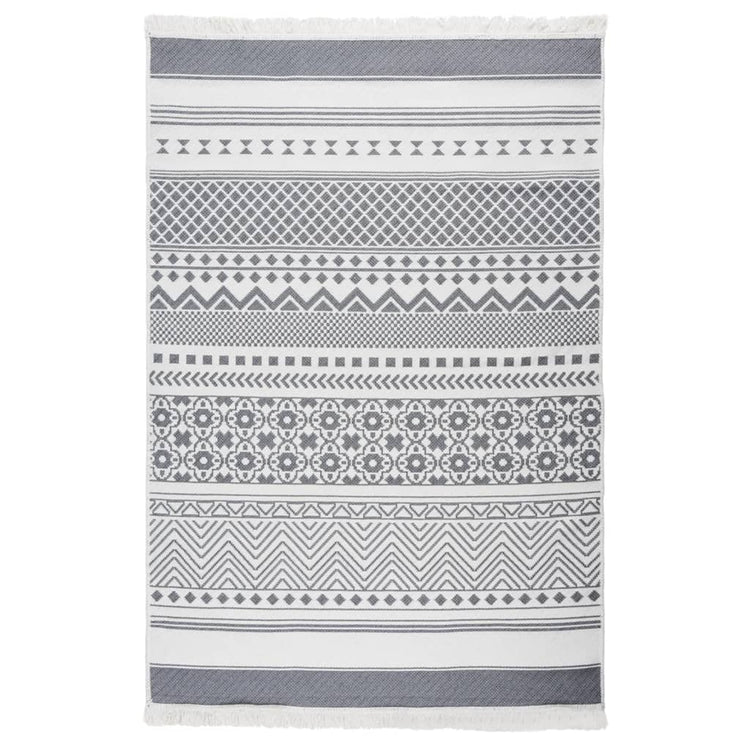 Vidaxl Teppich 160x230 cm Baumwollgrau und Weiß