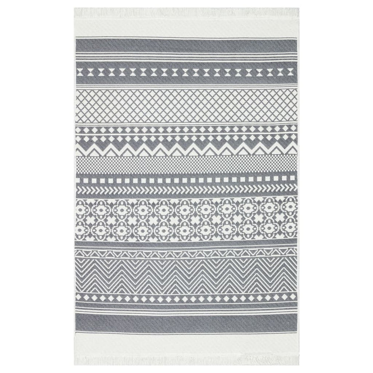 Vidaxl Teppich 160x230 cm Baumwollgrau und Weiß