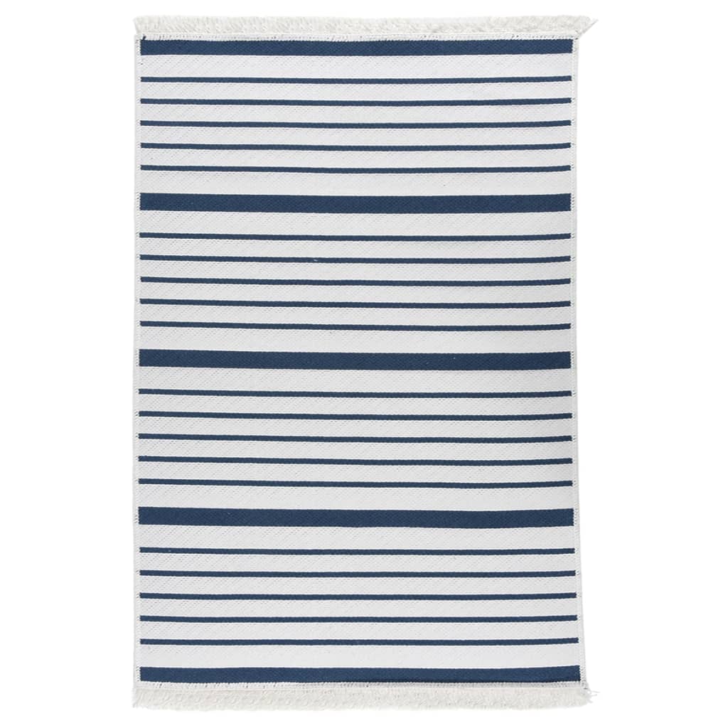 Vidaxl Teppich 160x230 cm Baumwollmarineblau