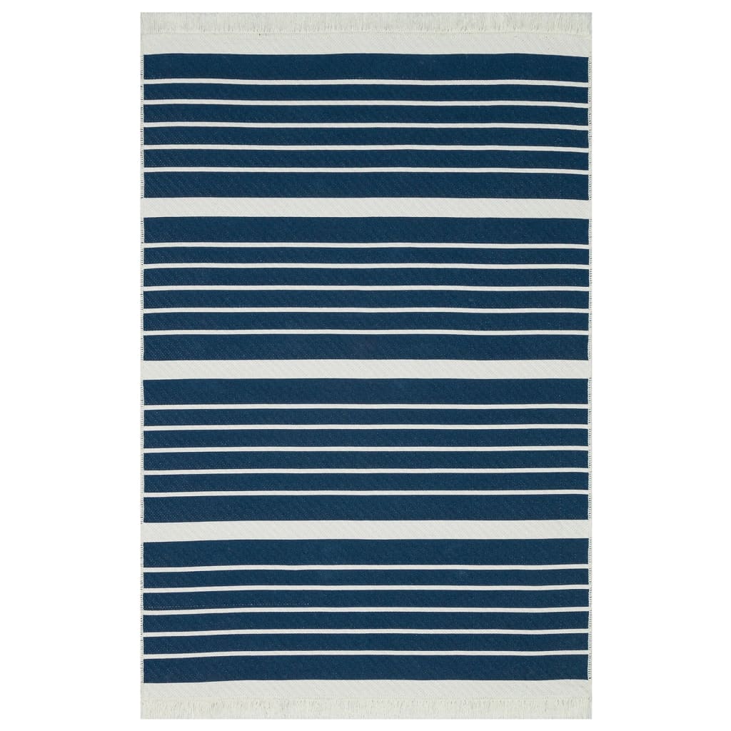 Vidaxl Teppich 160x230 cm Baumwollmarineblau