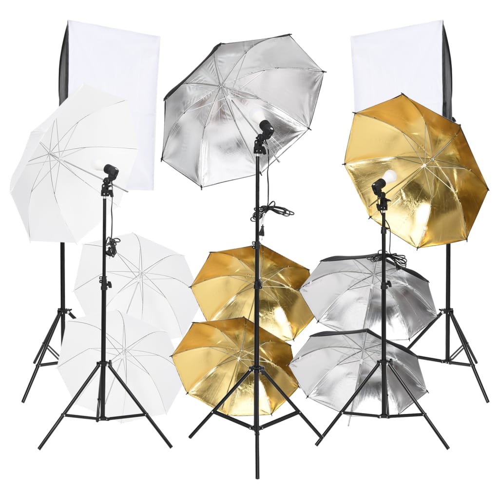 VIDAXL 9-teiliger Fotostudio-Set mit Beleuchtungsset und Softboxen