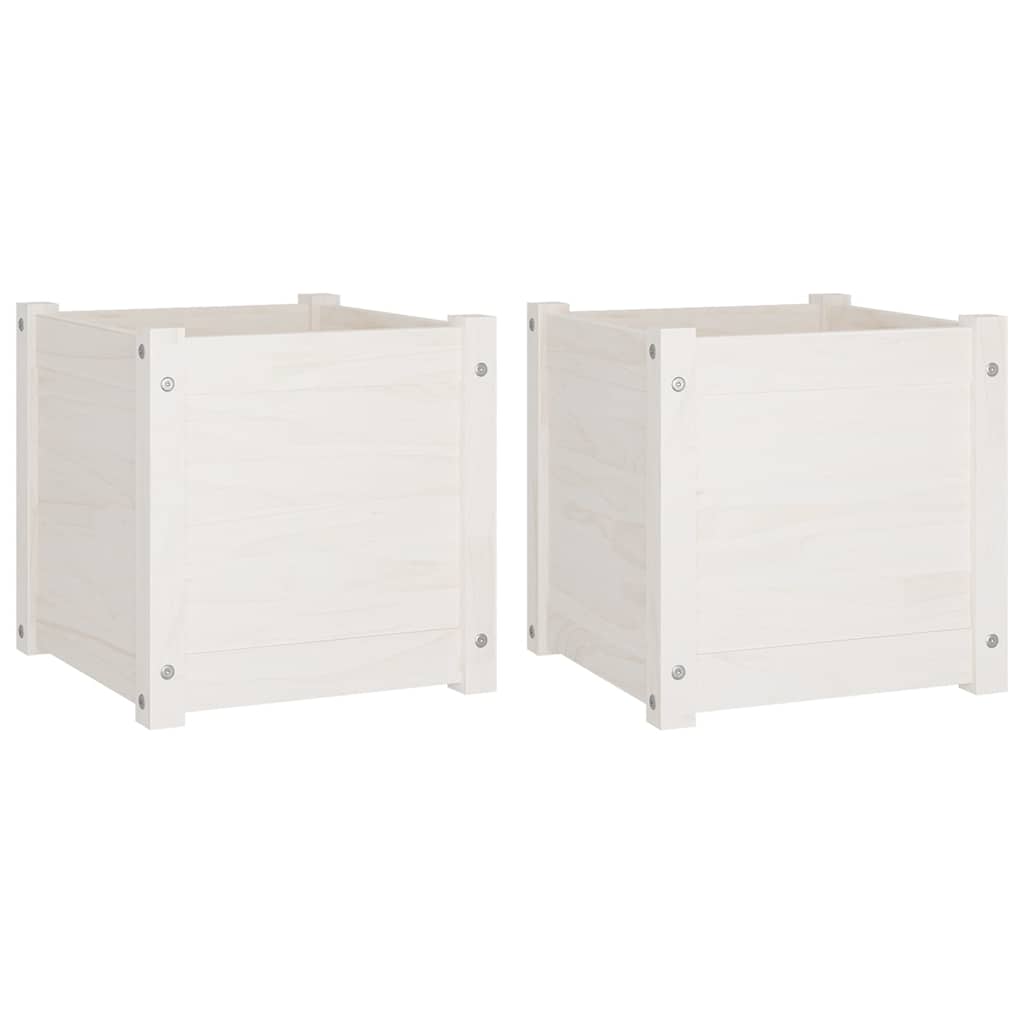 VIDAXL -Pflanzer 2 ST 40x40x40 cm Festkiefer weiß