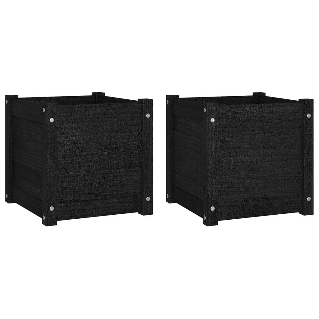 VIDAXL -Pflanzer 2 ST 40x40x40 cm Festkiefer schwarz