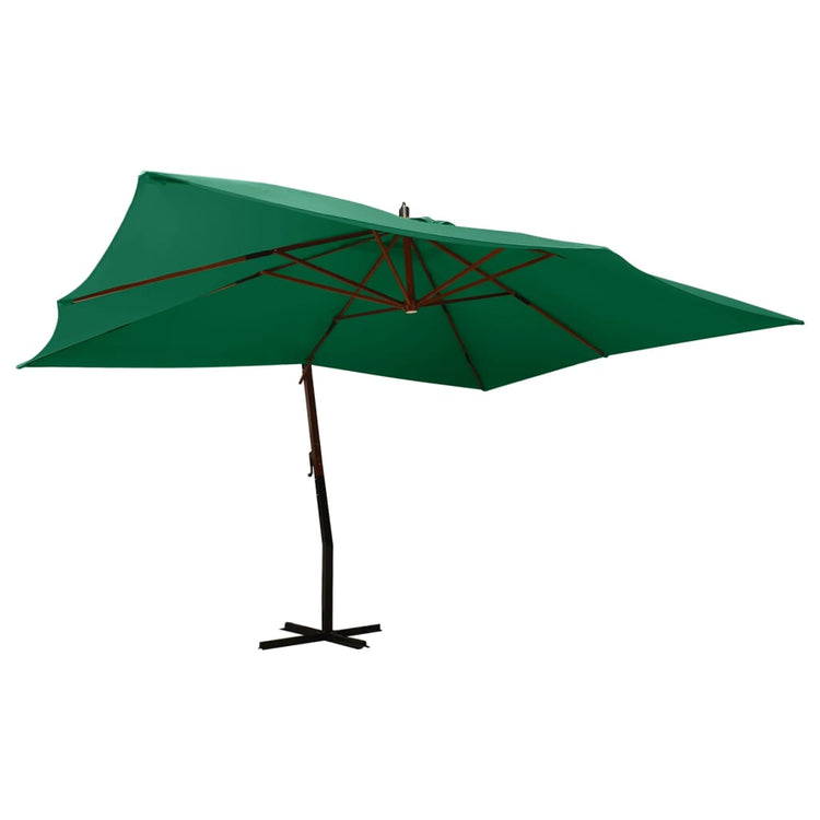Vidaxl -schwimmendes Parasol mit Holzstange 400x300 cm Grün