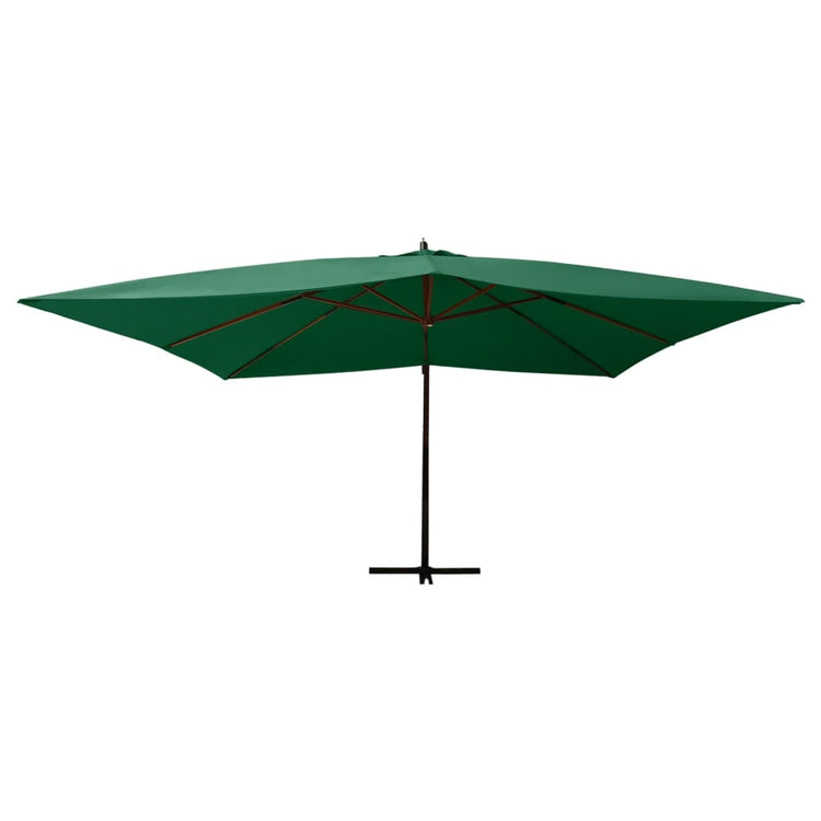 Vidaxl -schwimmendes Parasol mit Holzstange 400x300 cm Grün