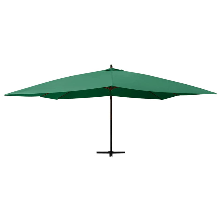 Vidaxl -schwimmendes Parasol mit Holzstange 400x300 cm Grün