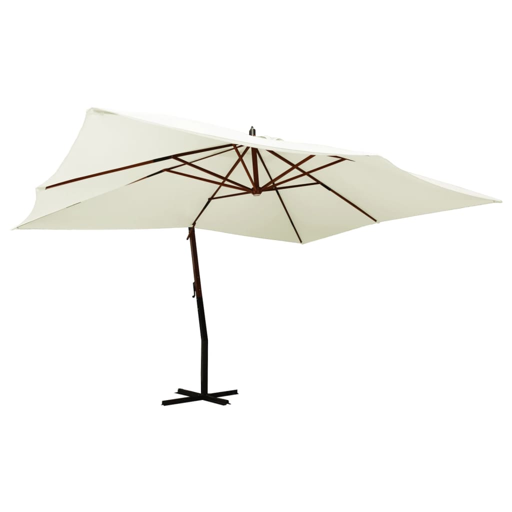 Vidaxl schwimmend Parasol mit Holzstange 400x300 cm Sandy White