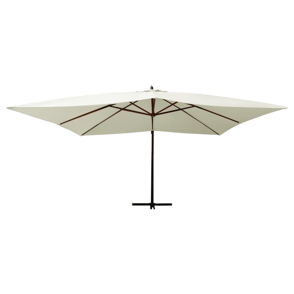 Vidaxl schwimmend Parasol mit Holzstange 400x300 cm Sandy White