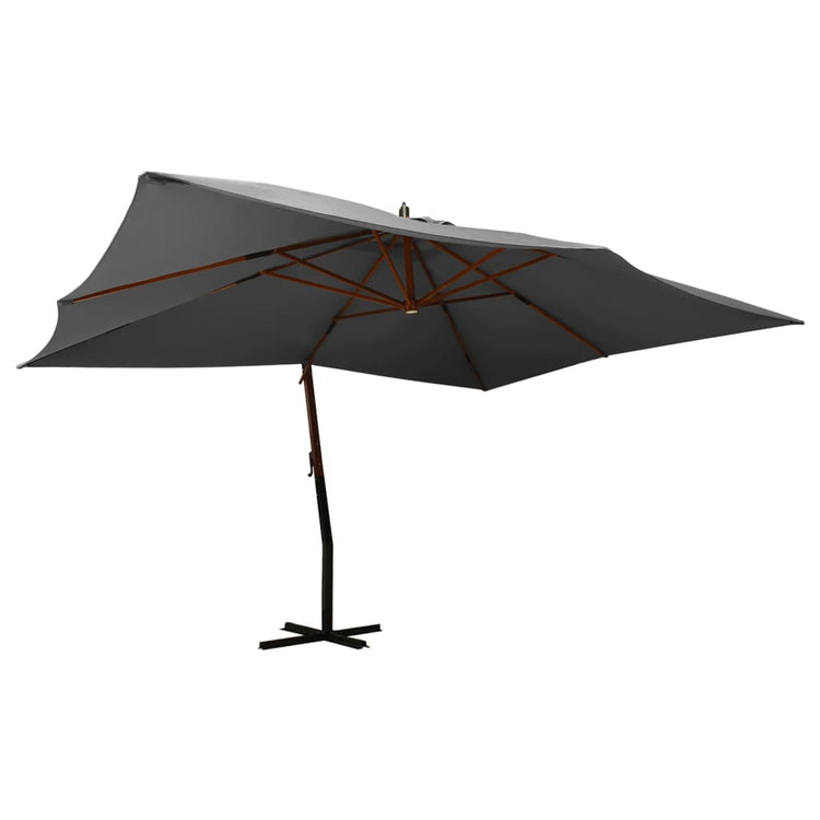 Vidaxl -schwimmendes Parasol mit Holzstange 400 x 300 cm Anthrazit -Gelenkt