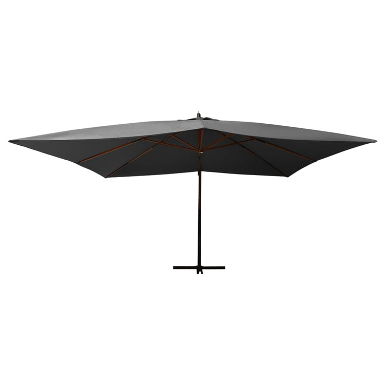 Vidaxl -schwimmendes Parasol mit Holzstange 400 x 300 cm Anthrazit -Gelenkt