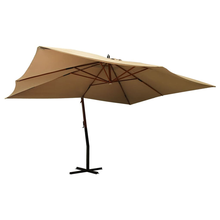 Vidaxl -schwimmender Parasol mit Holzstange 400x300 cm Taupe