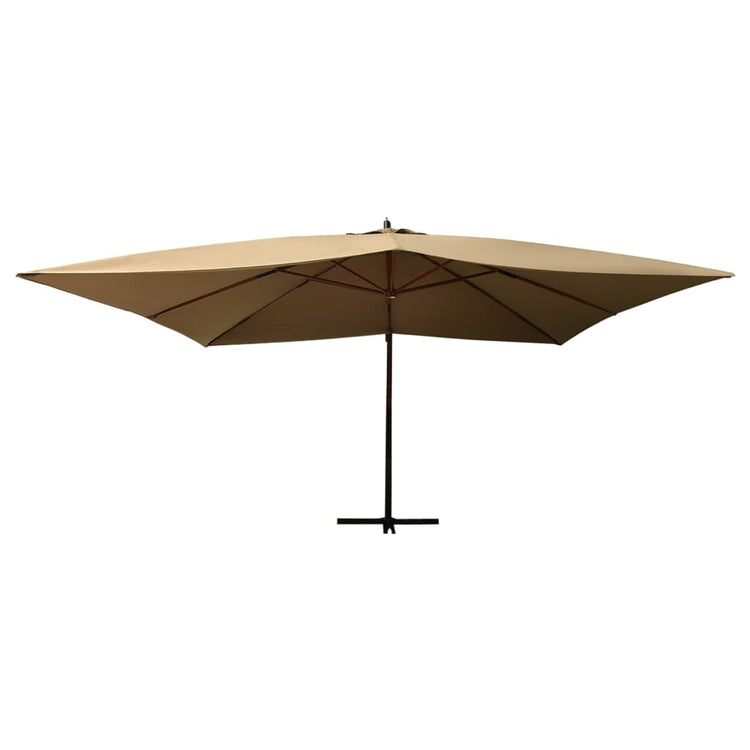 Vidaxl -schwimmender Parasol mit Holzstange 400x300 cm Taupe