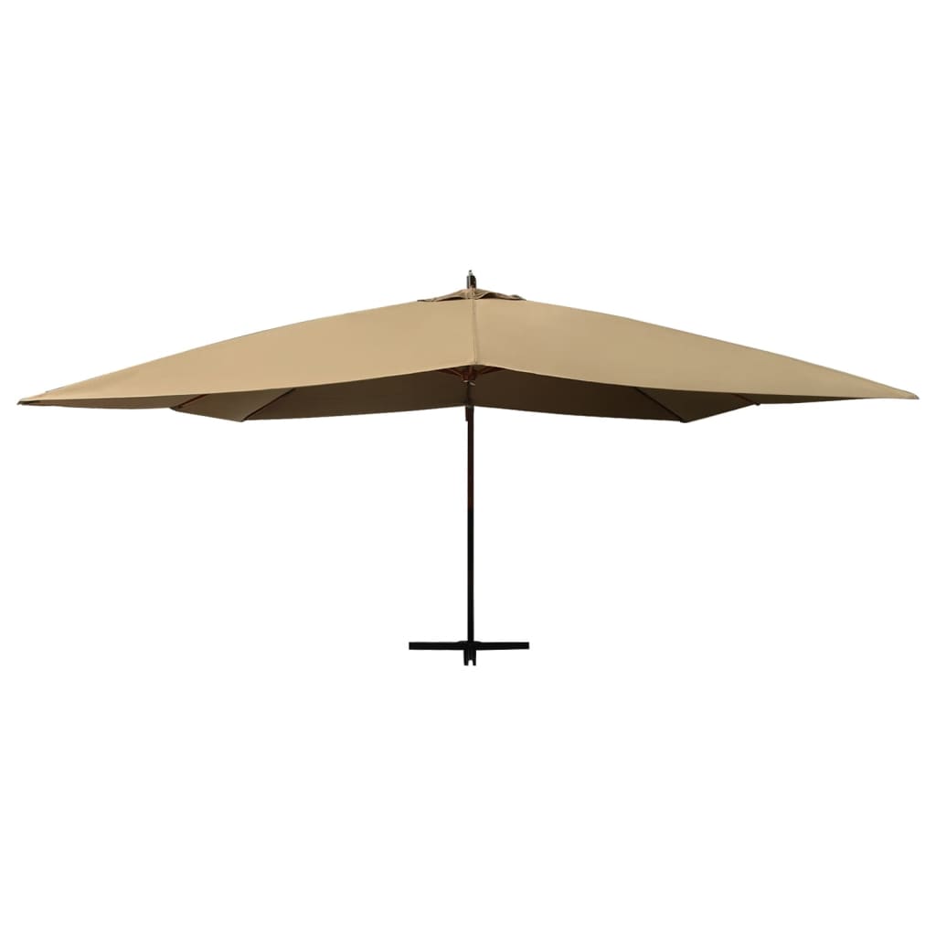 Vidaxl -schwimmender Parasol mit Holzstange 400x300 cm Taupe