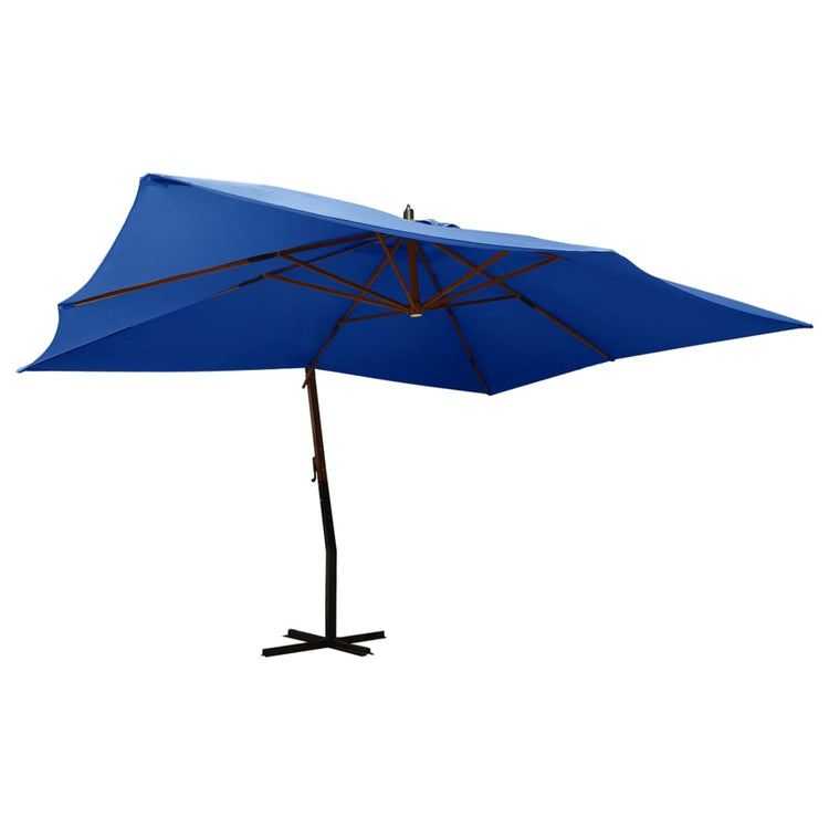 Vidaxl -schwimmendes Parasol mit Holzstange 400x300 cm Azurblau