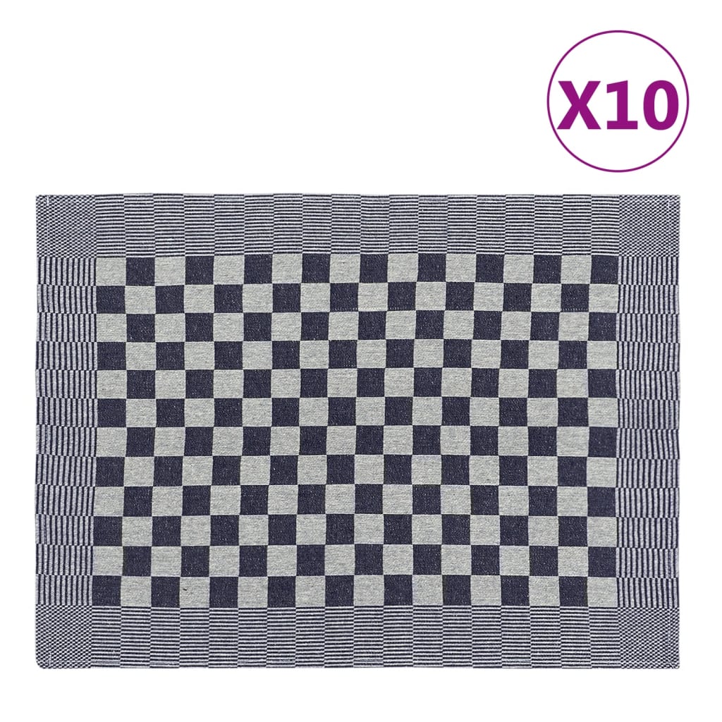 Vidaxl Küchentücher 10 ST 50 x 70 cm Baumwollblau und Weiß