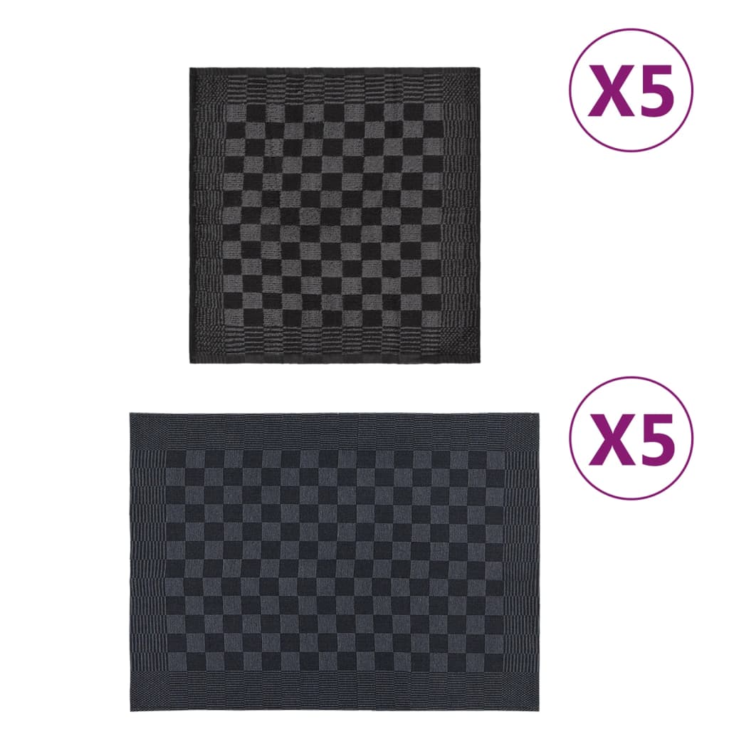 Vidaxl 10-teilige Küchenstoffset Baumwollschwarz und Grau