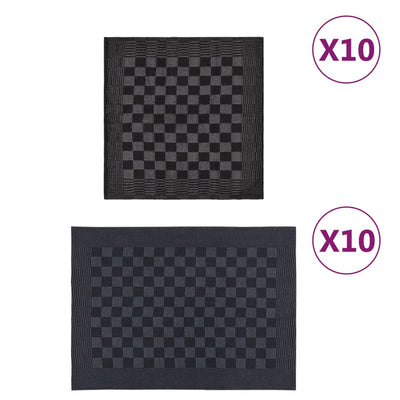 Vidaxl 20-teilige Küchenstoffset Baumwollschwarz und Grau