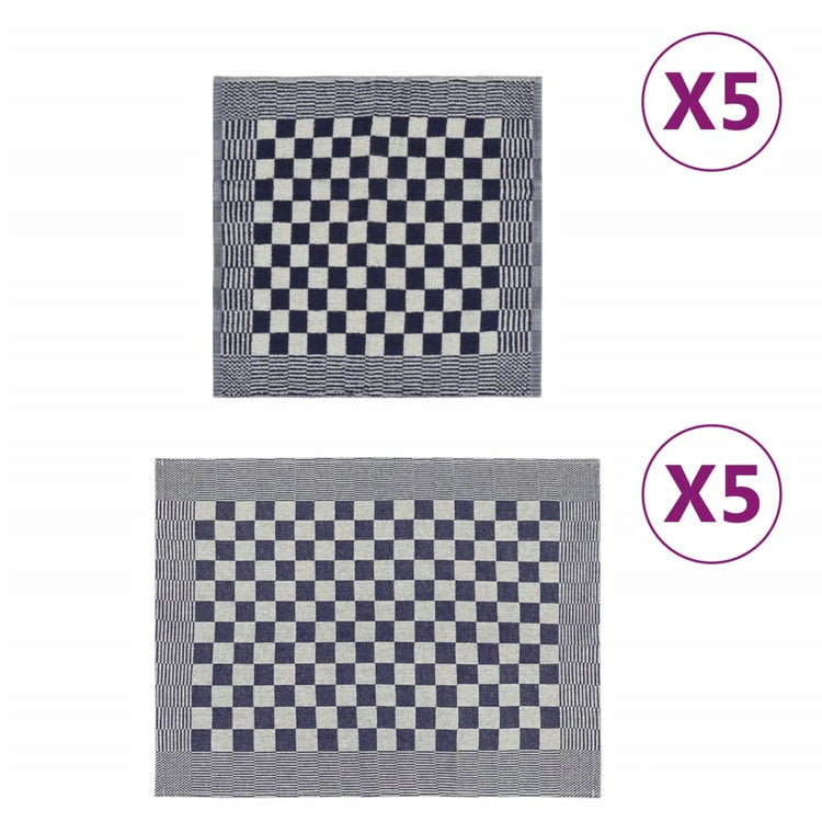 Vidaxl 10-teilige Küchenstoffset Baumwollblau und Weiß