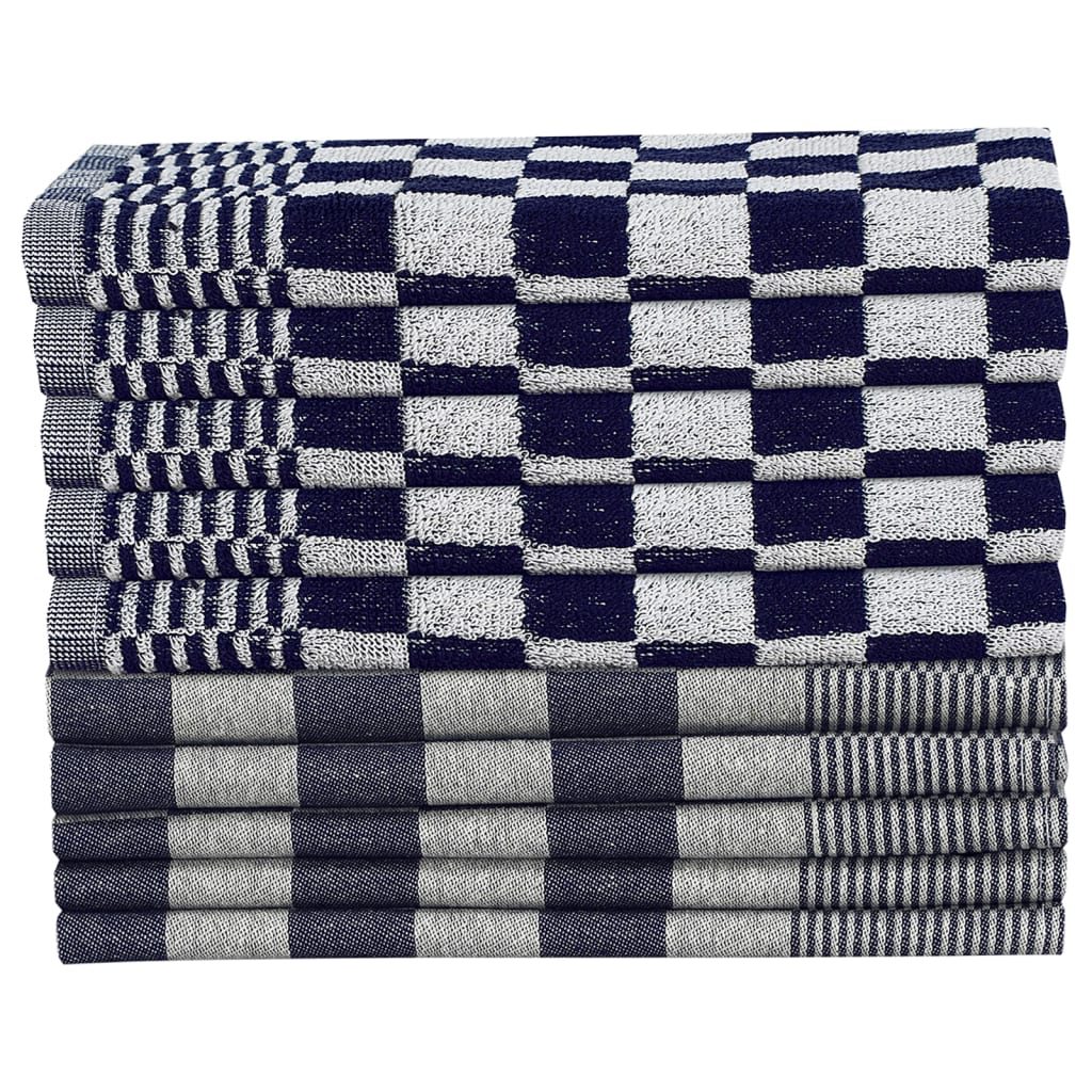 Vidaxl 10-teilige Küchenstoffset Baumwollblau und Weiß