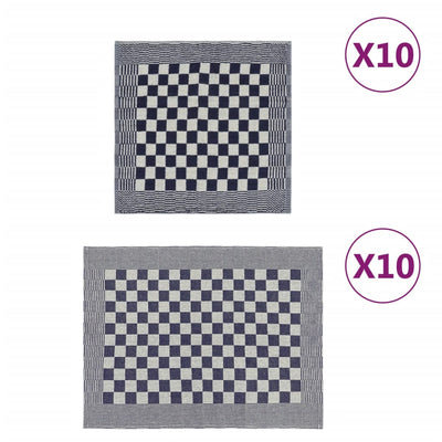 Vidaxl 20-teiliges Küchentuchset Baumwollblau und Weiß