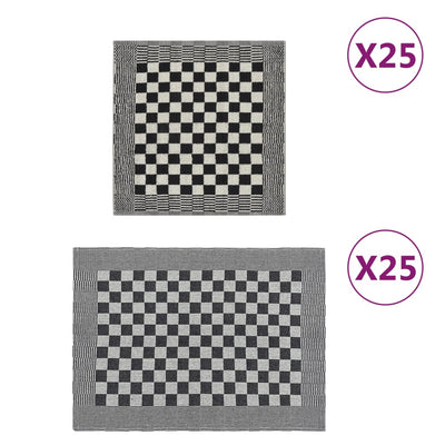 Vidaxl 50-teilige Küchenstoffset Baumwollschwarz und Weiß