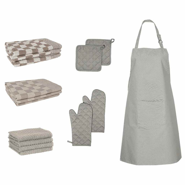 VIDAXL 15-teilig Küchentuch Set Baumwollschwarz