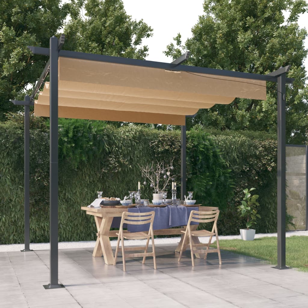Vidaxl Garden Practor mit ausziehbarem Dach 3x3 m Taupe