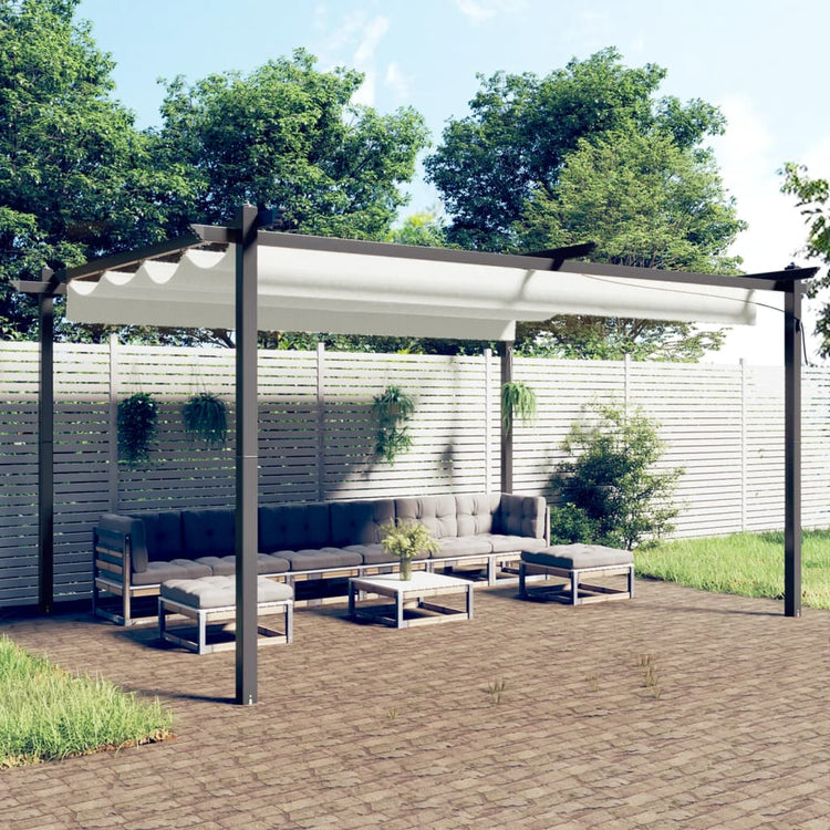 Vidaxl Garden Practor mit ausziehbarem Dach 4x3 m cremefarben