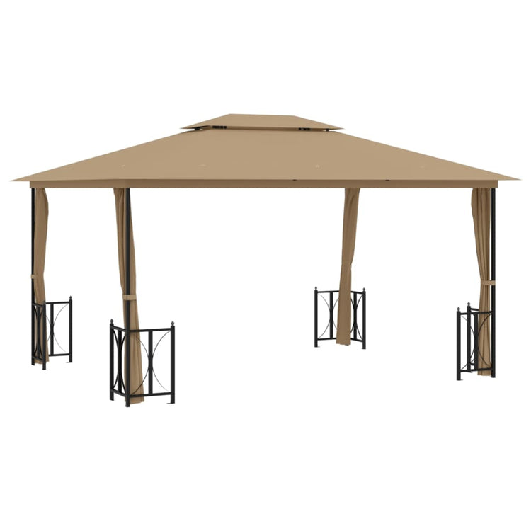Vidaxl -Laube mit Seitenwänden und Doppeldach 3x4 m Taupe