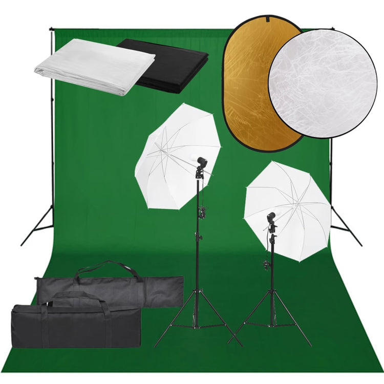 Vidaxl Photo Studio -Set mit Beleuchtungssatz, Hintergrund und Reflektor
