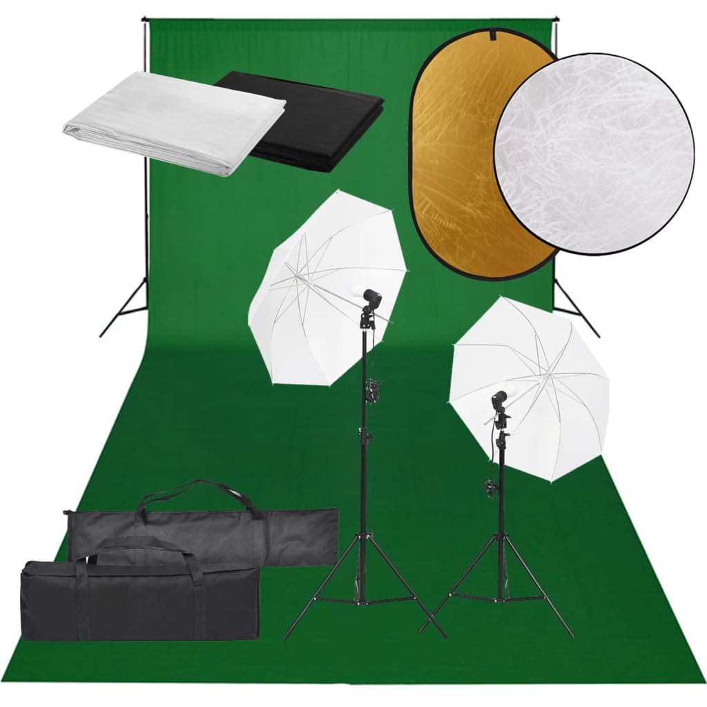 Vidaxl Photo Studio -Set mit Beleuchtungssatz, Hintergrund und Reflektor