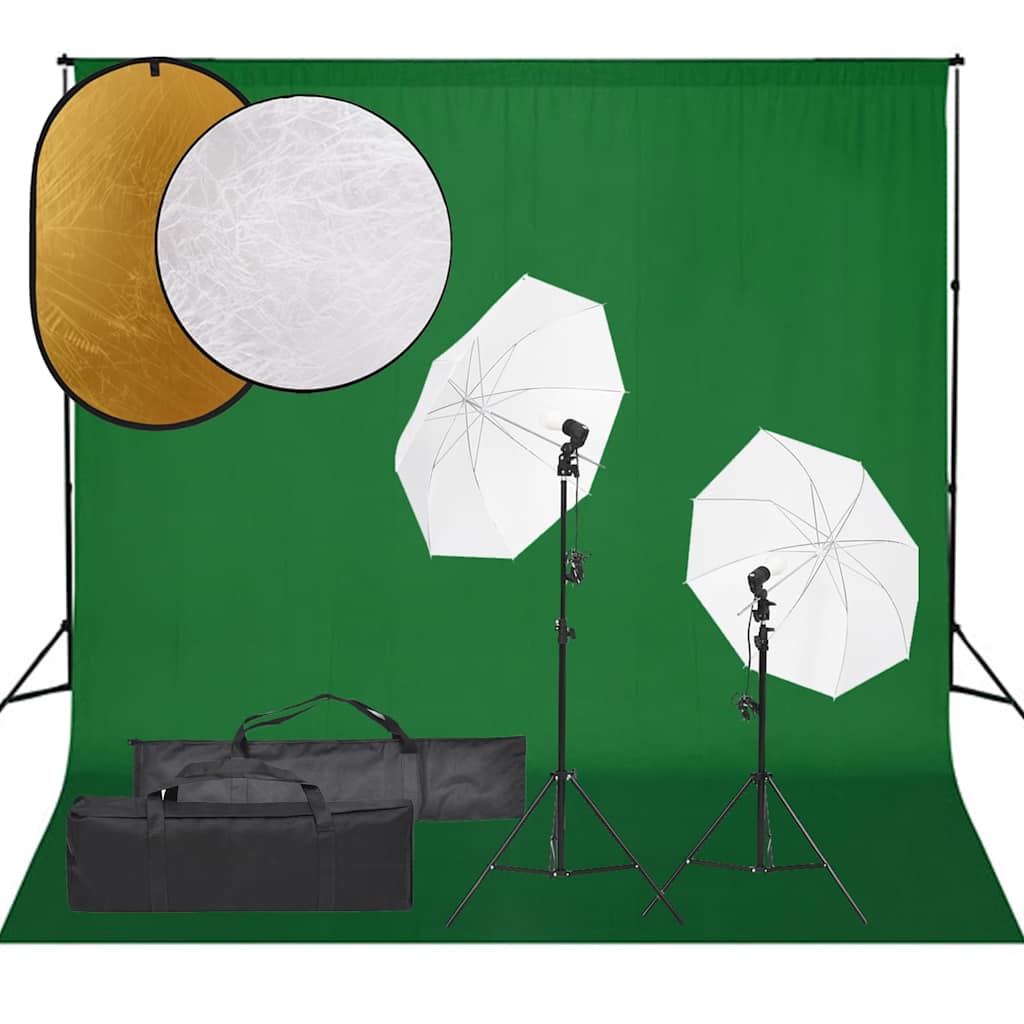 Vidaxl Photo Studio -Set mit Beleuchtungssatz, Hintergrund und Reflektor