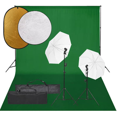 Vidaxl Photo Studio -Set mit Beleuchtungssatz, Hintergrund und Reflektor