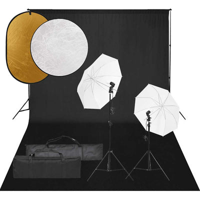 Vidaxl Photo Studio -Set mit Beleuchtungssatz, Hintergrund und Reflektor