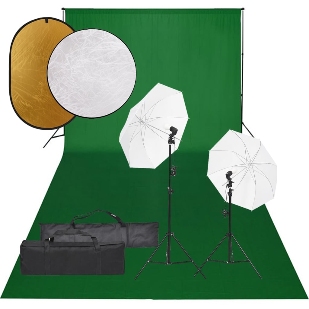 Vidaxl Photo Studio -Set mit Beleuchtungssatz, Hintergrund und Reflektor