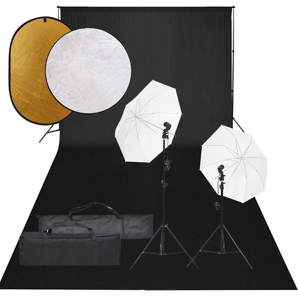 Vidaxl Photo Studio -Set mit Beleuchtungssatz, Hintergrund und Reflektor