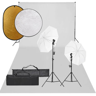 Vidaxl Photo Studio -Set mit Beleuchtungssatz, Hintergrund und Reflektor