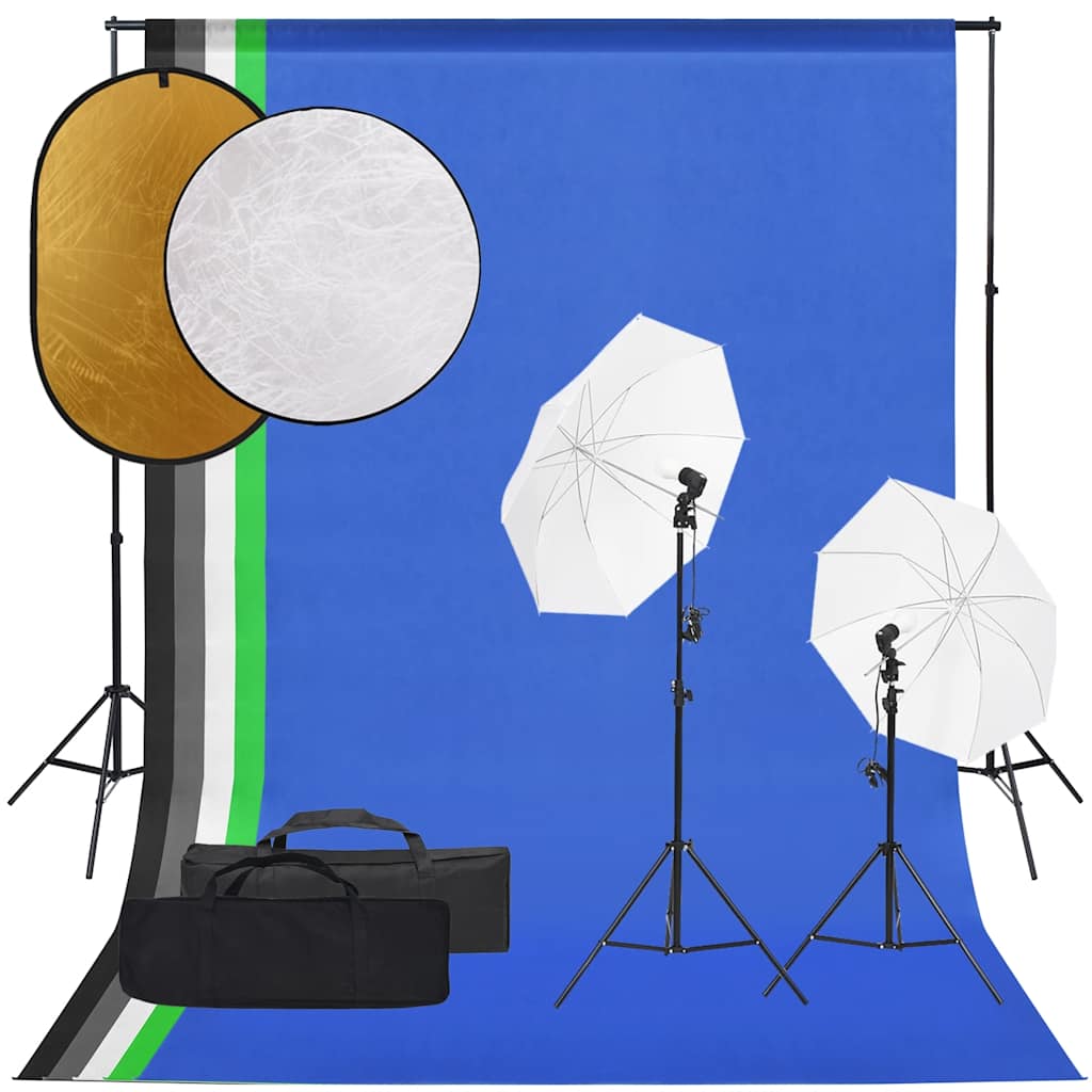 Vidaxl Photo Studio -Set mit Beleuchtungssatz, Hintergrund und Reflektor