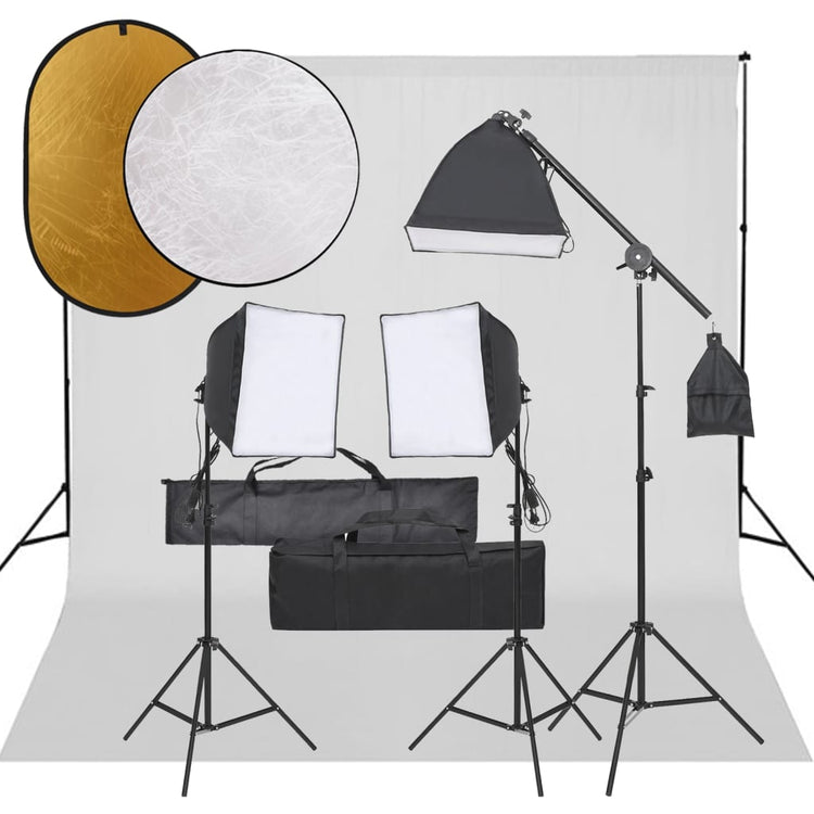 Vidaxl Photo Studio -Set mit Beleuchtungssatz, Hintergrund und Reflektor