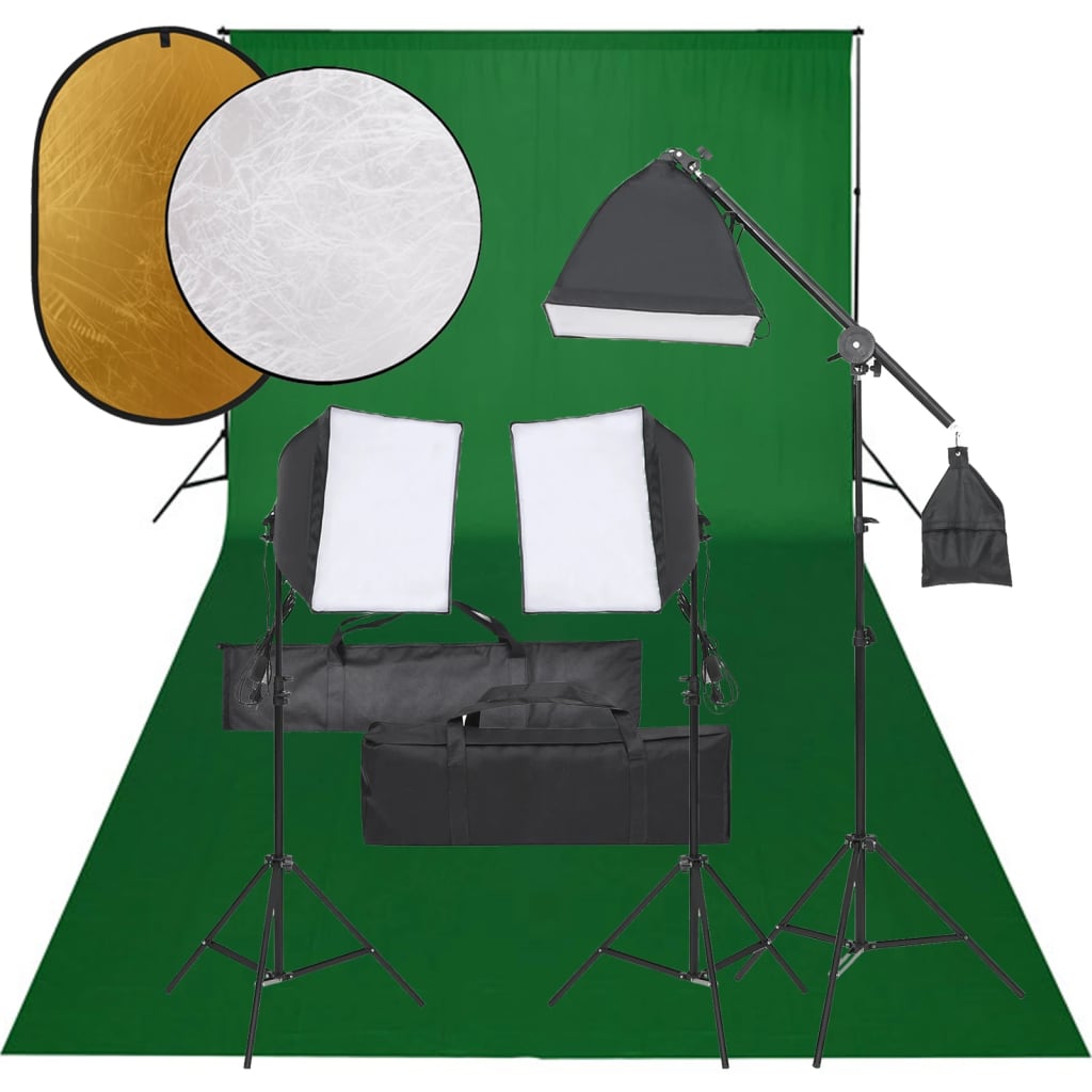 Vidaxl Photo Studio -Set mit Beleuchtungssatz, Hintergrund und Reflektor